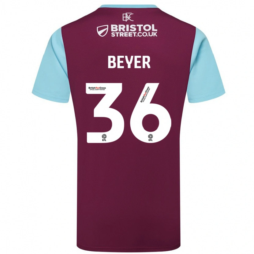 Danxen Kvinnor Jordan Beyer #36 Vinröd Himmelsblå Hemmatröja Matchtröjor 2024/25 Tröjor T-Tröja