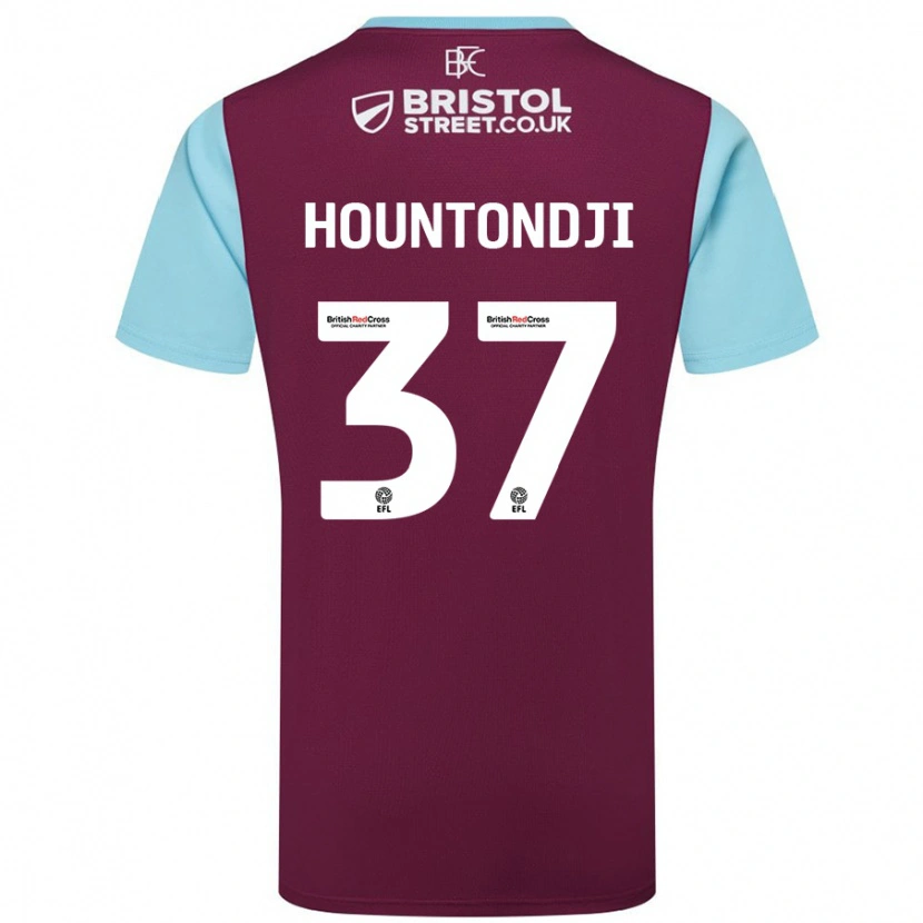 Danxen Kvinnor Andreas Hountondji #37 Vinröd Himmelsblå Hemmatröja Matchtröjor 2024/25 Tröjor T-Tröja