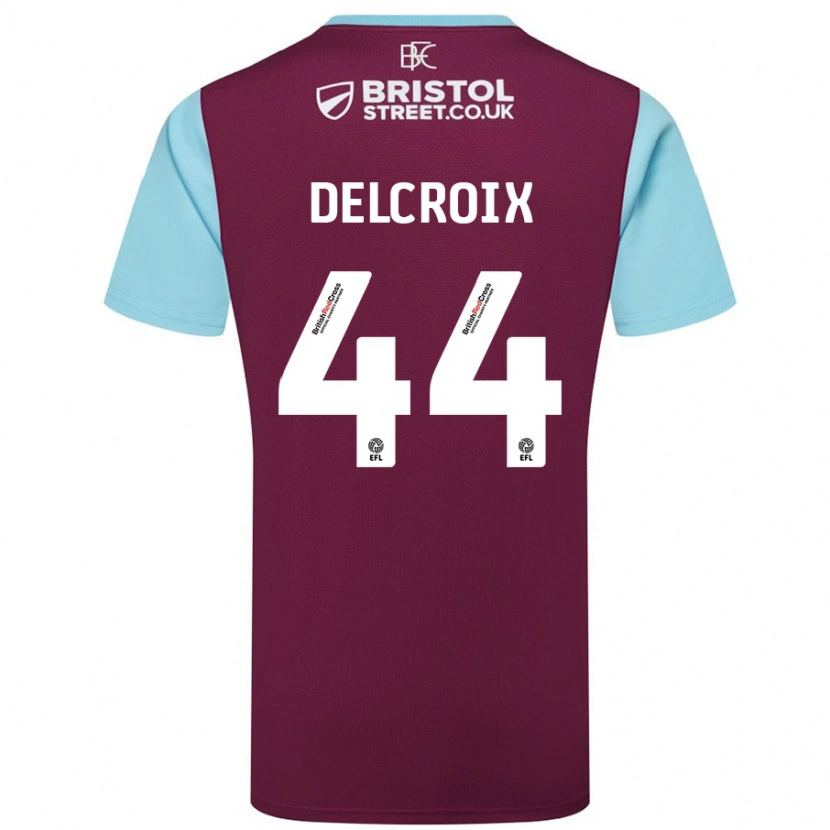 Danxen Kvinnor Hannes Delcroix #44 Vinröd Himmelsblå Hemmatröja Matchtröjor 2024/25 Tröjor T-Tröja