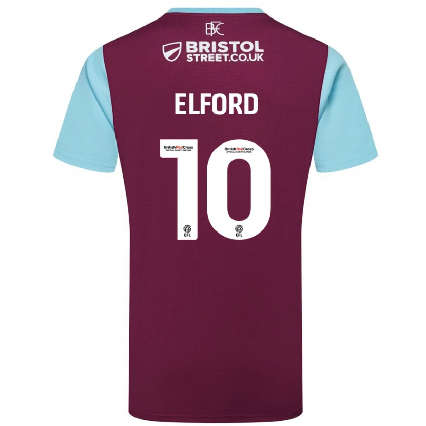 Danxen Kvinnor Laura Elford #10 Vinröd Himmelsblå Hemmatröja Matchtröjor 2024/25 Tröjor T-Tröja