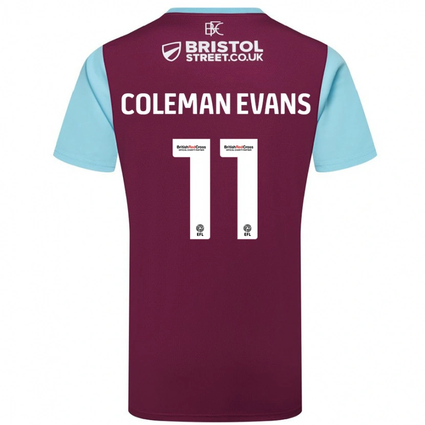 Danxen Kvinnor Amaya Coleman-Evans #11 Vinröd Himmelsblå Hemmatröja Matchtröjor 2024/25 Tröjor T-Tröja