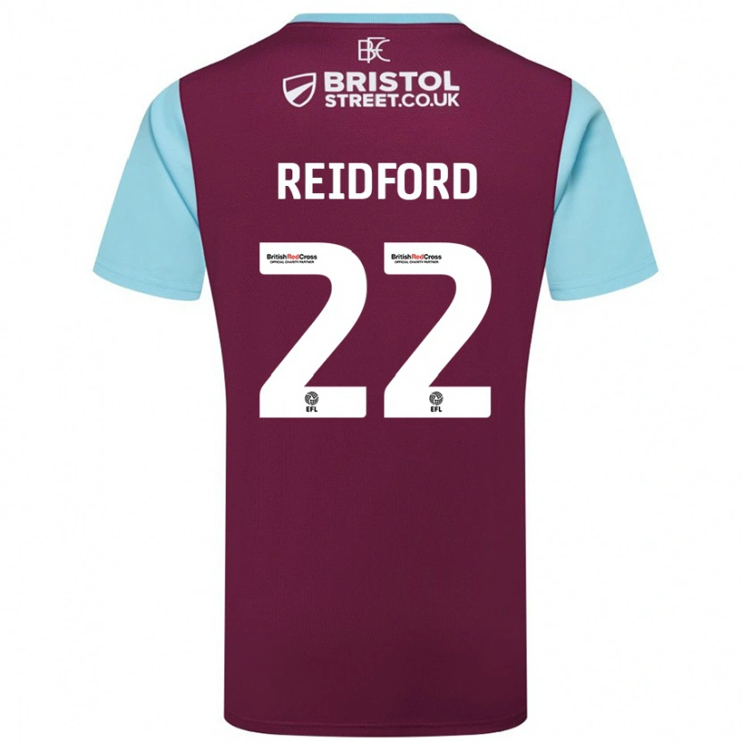 Danxen Kvinnor Isabella Reidford #22 Vinröd Himmelsblå Hemmatröja Matchtröjor 2024/25 Tröjor T-Tröja