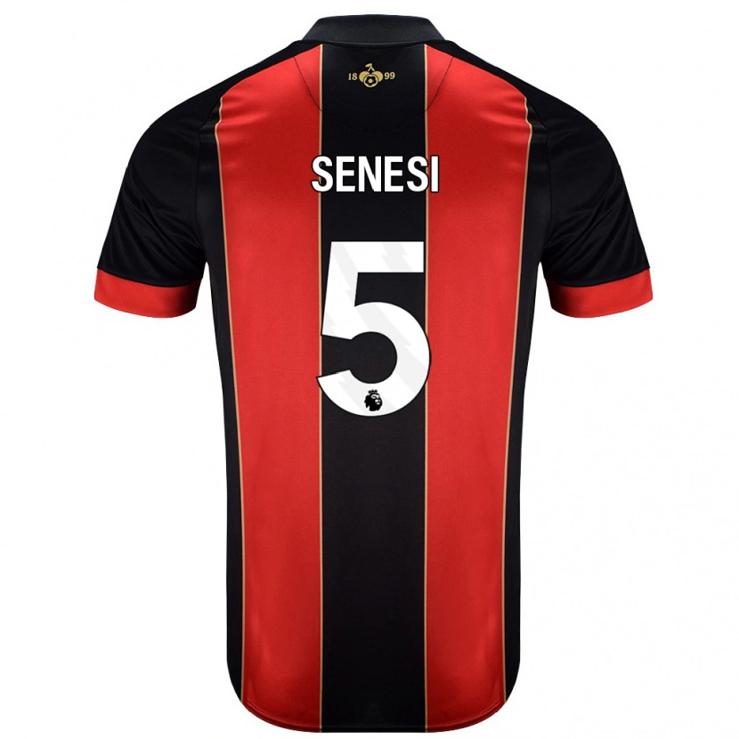 Danxen Kvinnor Marcos Senesi #5 Röd Svart Hemmatröja Matchtröjor 2024/25 Tröjor T-Tröja