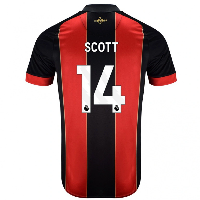 Danxen Kvinnor Alex Scott #14 Röd Svart Hemmatröja Matchtröjor 2024/25 Tröjor T-Tröja