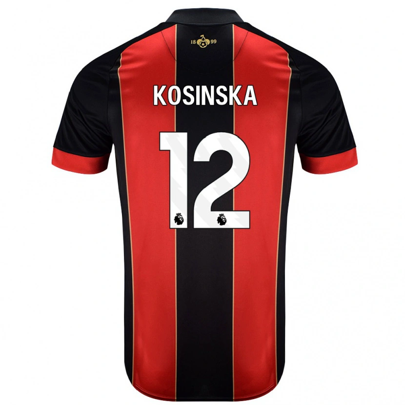 Danxen Kvinnor Daniela Kosinska #12 Röd Svart Hemmatröja Matchtröjor 2024/25 Tröjor T-Tröja