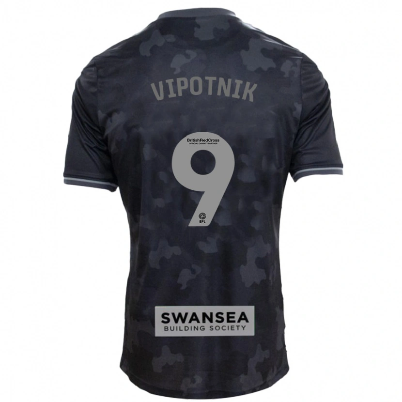 Danxen Kvinnor Zan Vipotnik #9 Svart Bortatröja Matchtröjor 2024/25 Tröjor T-Tröja