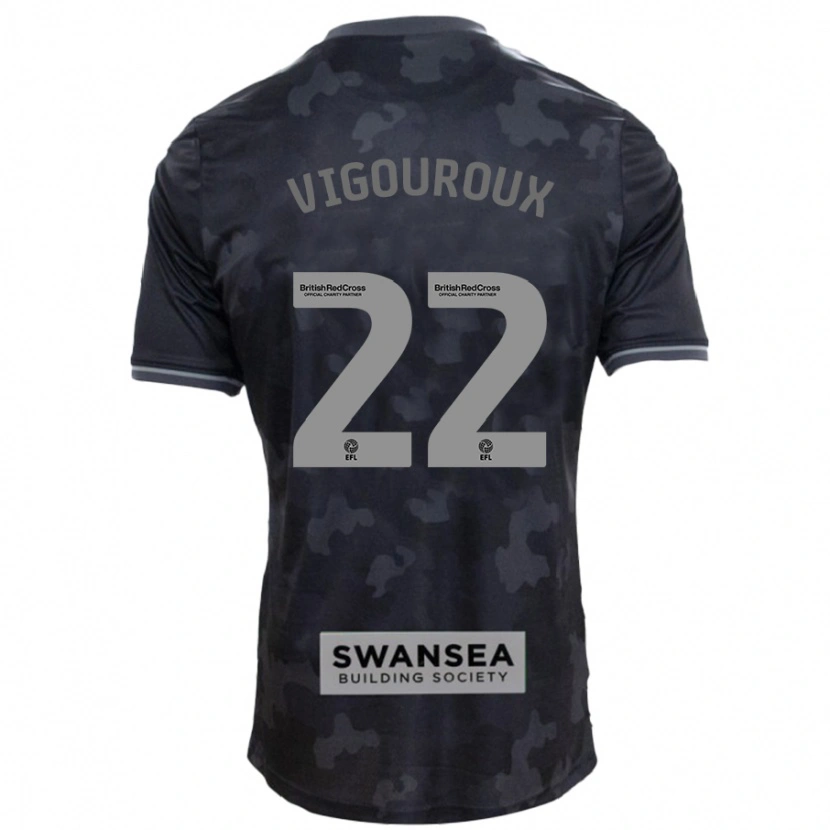 Danxen Kvinnor Lawrence Vigouroux #22 Svart Bortatröja Matchtröjor 2024/25 Tröjor T-Tröja