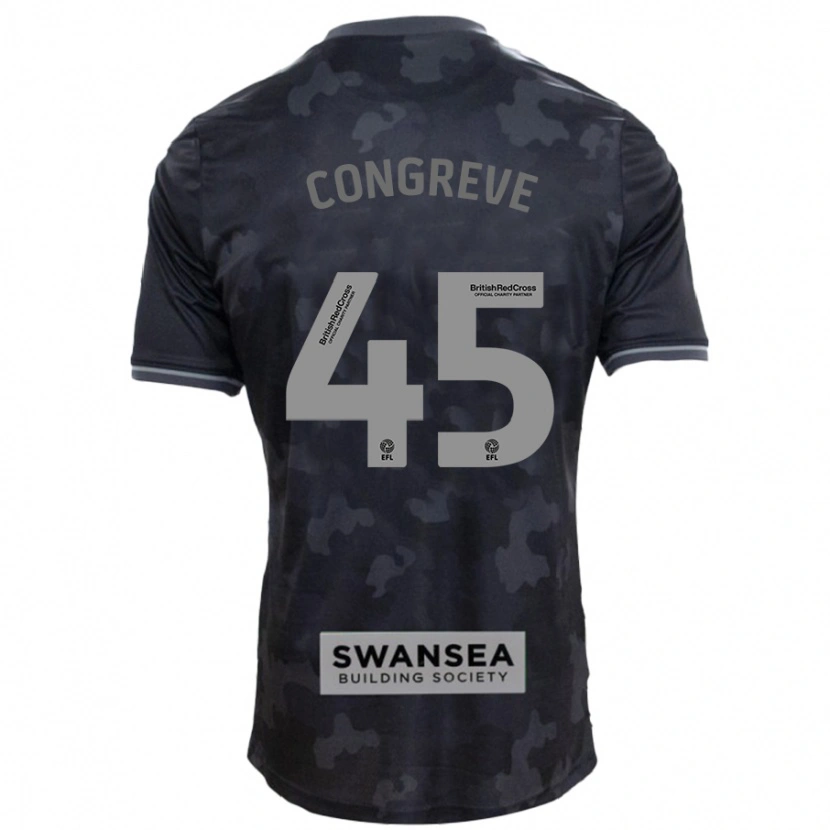 Danxen Kvinnor Cameron Congreve #45 Svart Bortatröja Matchtröjor 2024/25 Tröjor T-Tröja