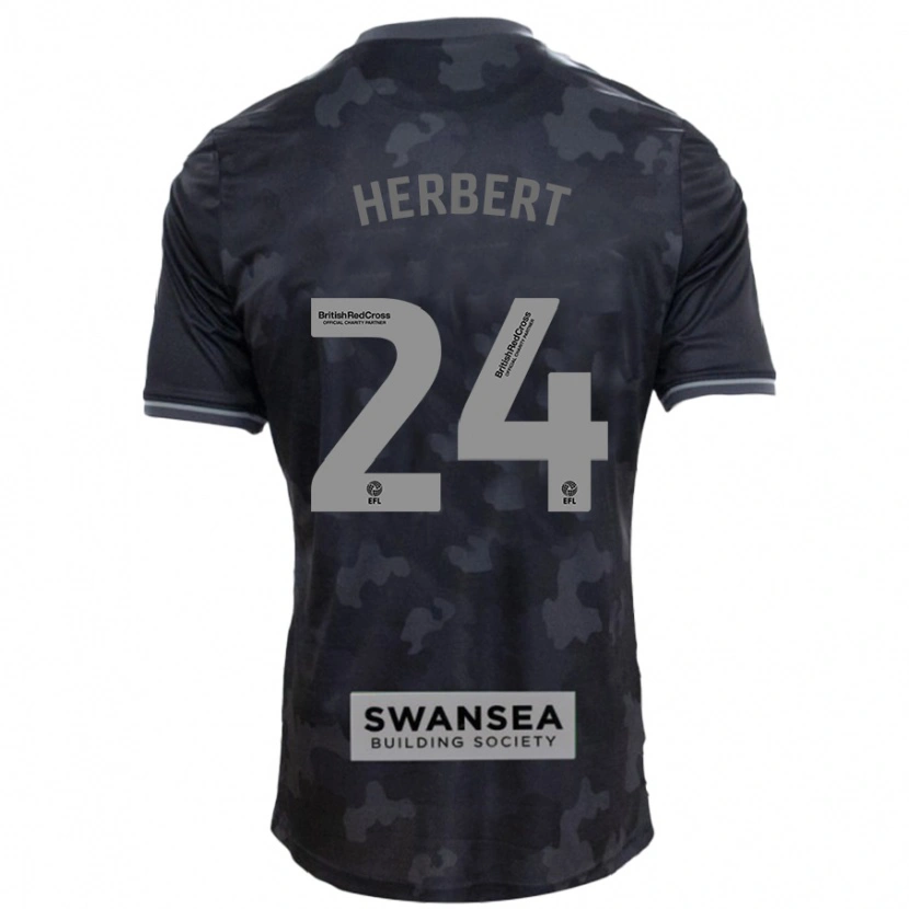Danxen Kvinnor Chelsea Herbert #24 Svart Bortatröja Matchtröjor 2024/25 Tröjor T-Tröja