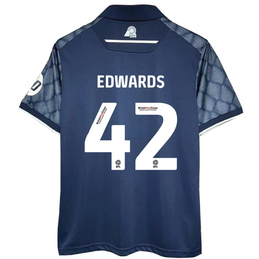 Danxen Kvinnor Callum Edwards #42 Svart Bortatröja Matchtröjor 2024/25 Tröjor T-Tröja