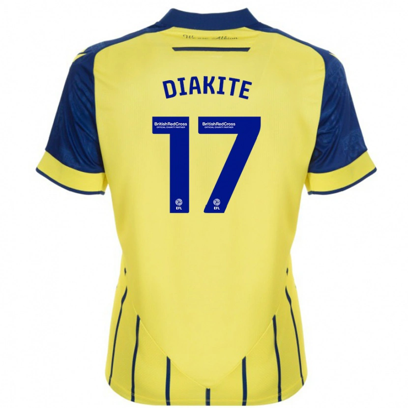 Danxen Kvinnor Ousmane Diakité #17 Gul Blå Bortatröja Matchtröjor 2024/25 Tröjor T-Tröja
