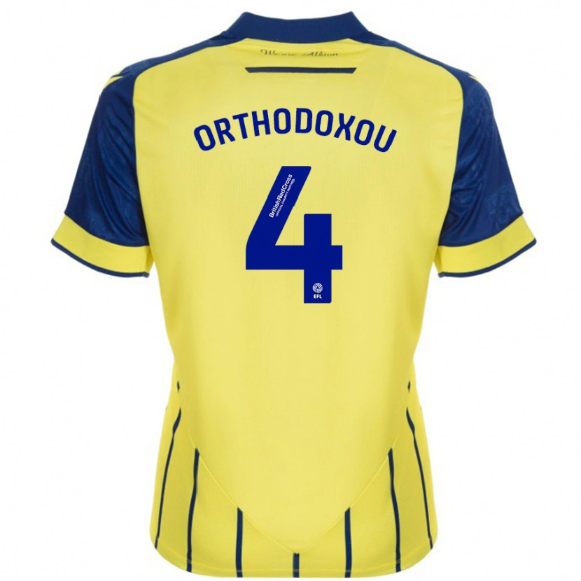 Danxen Kvinnor Francesca Orthodoxou #4 Gul Blå Bortatröja Matchtröjor 2024/25 Tröjor T-Tröja
