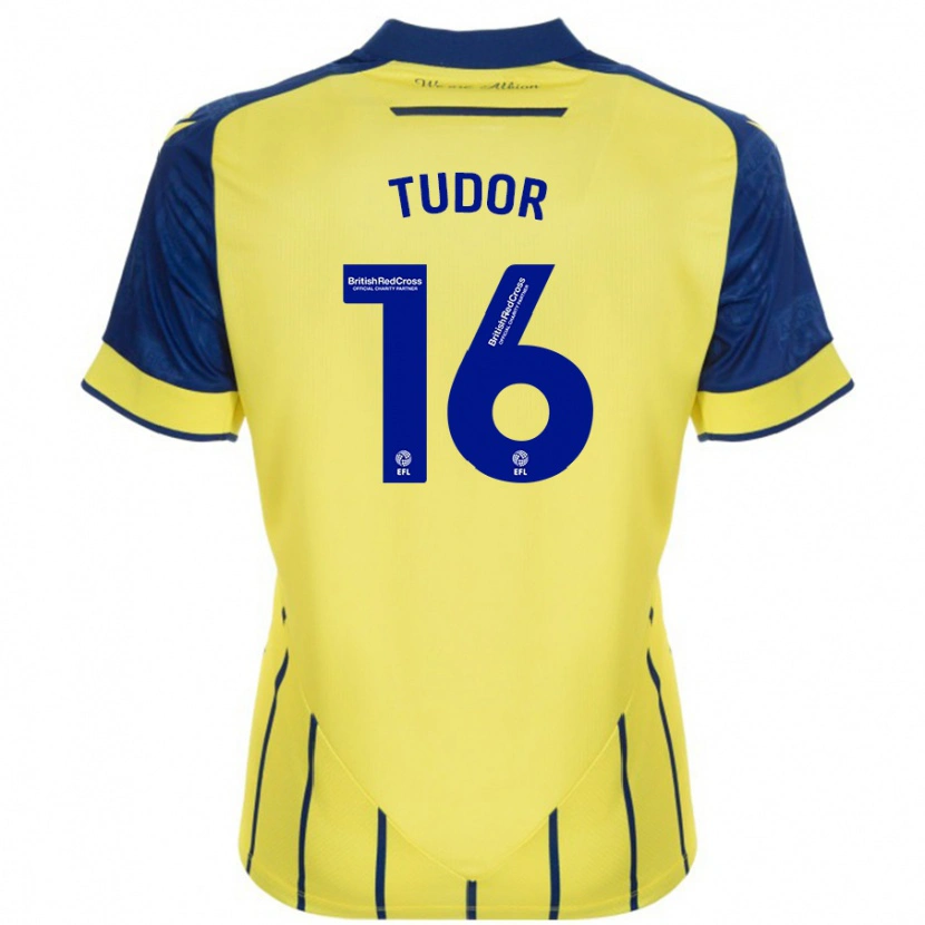 Danxen Kvinnor Sophie Tudor #16 Gul Blå Bortatröja Matchtröjor 2024/25 Tröjor T-Tröja
