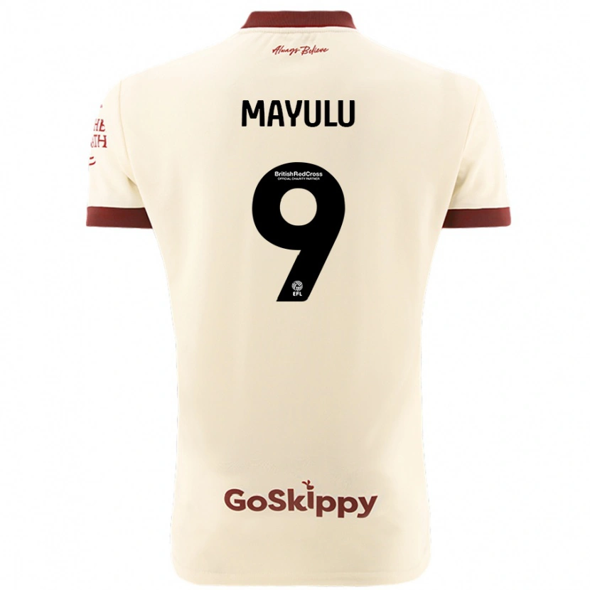 Danxen Kvinnor Fally Mayulu #9 Gräddvit Bortatröja Matchtröjor 2024/25 Tröjor T-Tröja