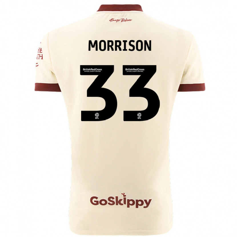 Danxen Kvinnor Elijah Morrison #33 Gräddvit Bortatröja Matchtröjor 2024/25 Tröjor T-Tröja
