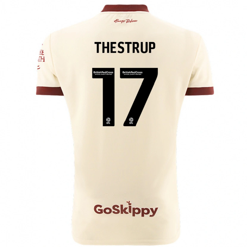 Danxen Kvinnor Amalie Thestrup #17 Gräddvit Bortatröja Matchtröjor 2024/25 Tröjor T-Tröja