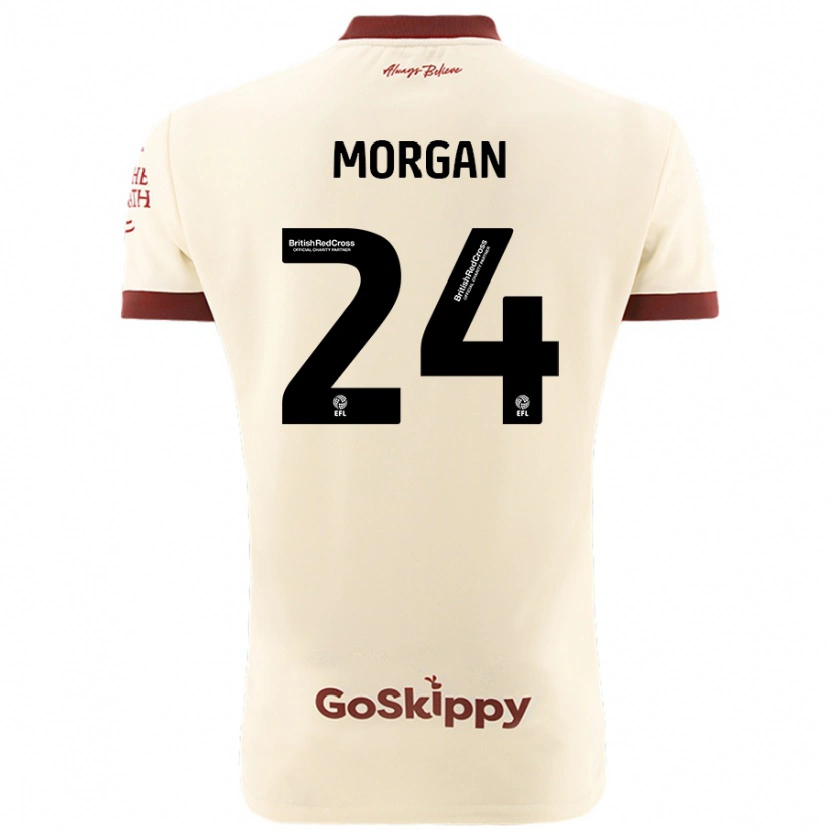 Danxen Kvinnor Ffion Morgan #24 Gräddvit Bortatröja Matchtröjor 2024/25 Tröjor T-Tröja