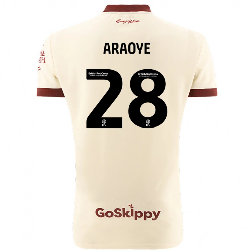 Danxen Kvinnor Raphael Araoye #28 Gräddvit Bortatröja Matchtröjor 2024/25 Tröjor T-Tröja