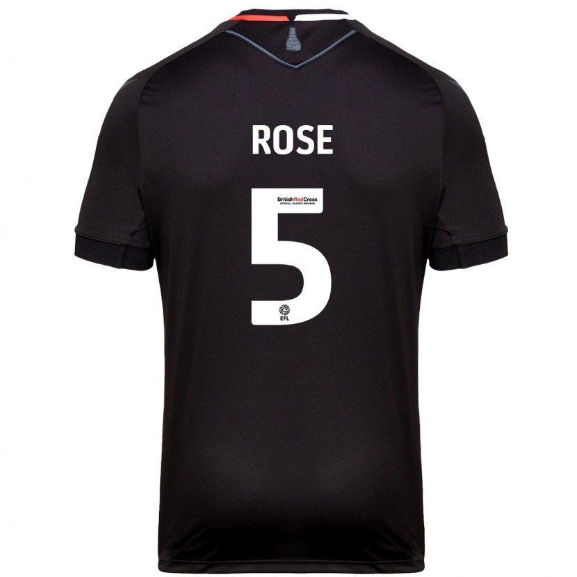Danxen Kvinnor Michael Rose #5 Svart Bortatröja Matchtröjor 2024/25 Tröjor T-Tröja