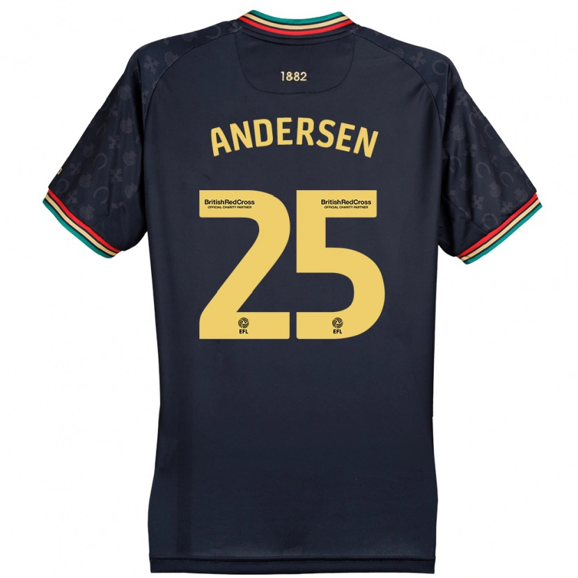 Danxen Kvinnor Lucas Andersen #25 Mörk Marinblå Bortatröja Matchtröjor 2024/25 Tröjor T-Tröja