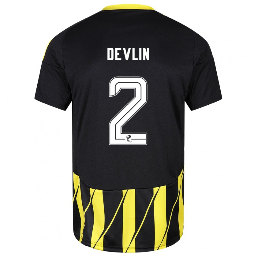 Danxen Kvinnor Nicky Devlin #2 Svart Gul Bortatröja Matchtröjor 2024/25 Tröjor T-Tröja