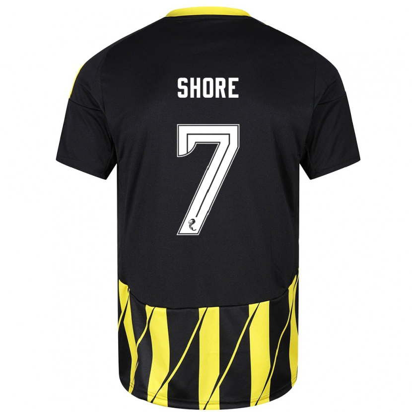 Danxen Kvinnor Eilidh Shore #7 Svart Gul Bortatröja Matchtröjor 2024/25 Tröjor T-Tröja