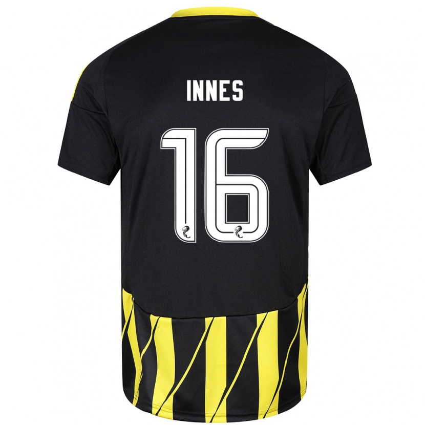 Danxen Kvinnor Hannah Innes #16 Svart Gul Bortatröja Matchtröjor 2024/25 Tröjor T-Tröja