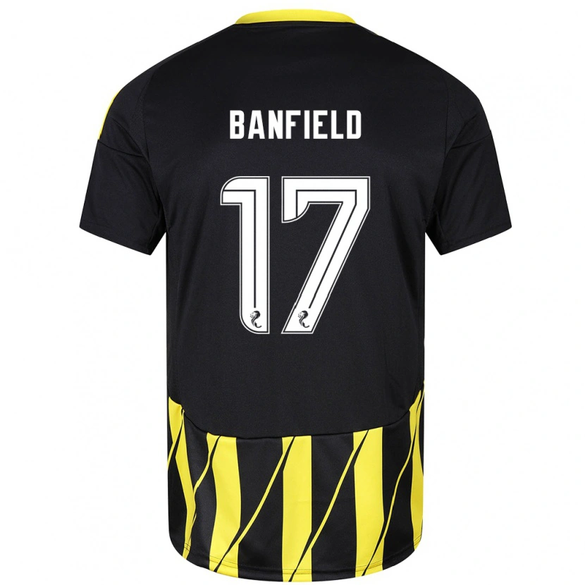 Danxen Kvinnor Keeley Banfield #17 Svart Gul Bortatröja Matchtröjor 2024/25 Tröjor T-Tröja