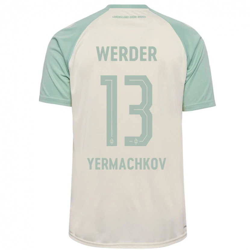 Danxen Kvinnor Ivan Yermachkov #13 Benvit Ljusgrön Bortatröja Matchtröjor 2024/25 Tröjor T-Tröja
