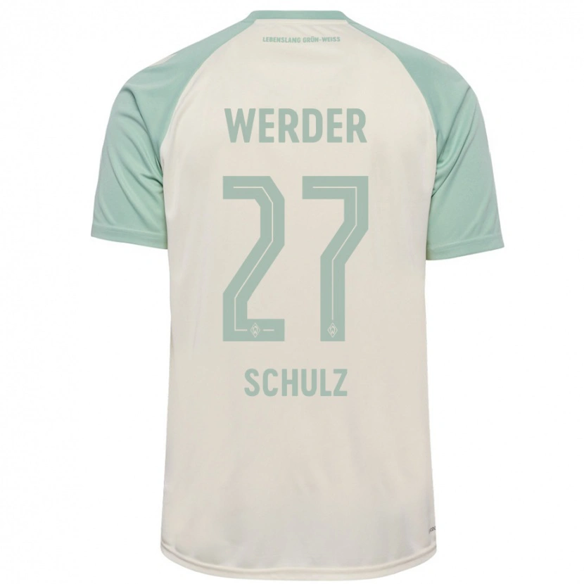 Danxen Kvinnor Ole Schulz #27 Benvit Ljusgrön Bortatröja Matchtröjor 2024/25 Tröjor T-Tröja