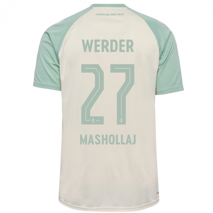 Danxen Kvinnor Benjamin Mashollaj #27 Benvit Ljusgrön Bortatröja Matchtröjor 2024/25 Tröjor T-Tröja