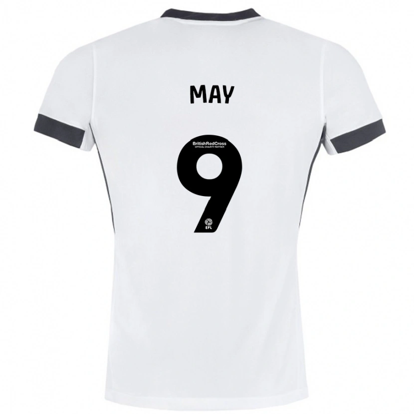 Danxen Kvinnor Alfie May #9 Vit Svart Bortatröja Matchtröjor 2024/25 Tröjor T-Tröja