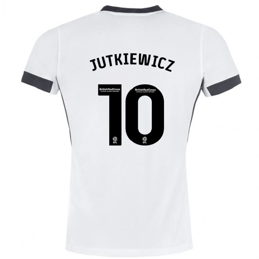 Danxen Kvinnor Lukas Jutkiewicz #10 Vit Svart Bortatröja Matchtröjor 2024/25 Tröjor T-Tröja