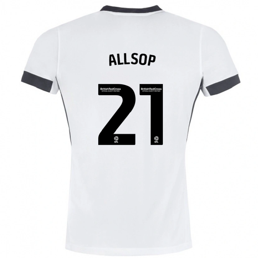 Danxen Kvinnor Ryan Allsop #21 Vit Svart Bortatröja Matchtröjor 2024/25 Tröjor T-Tröja