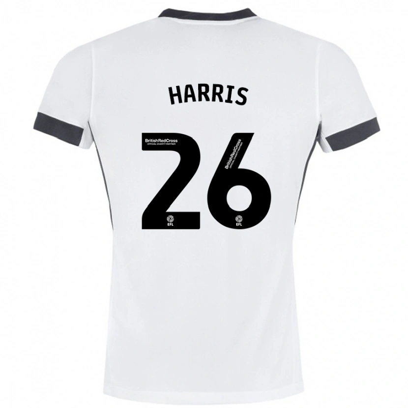 Danxen Kvinnor Luke Harris #26 Vit Svart Bortatröja Matchtröjor 2024/25 Tröjor T-Tröja