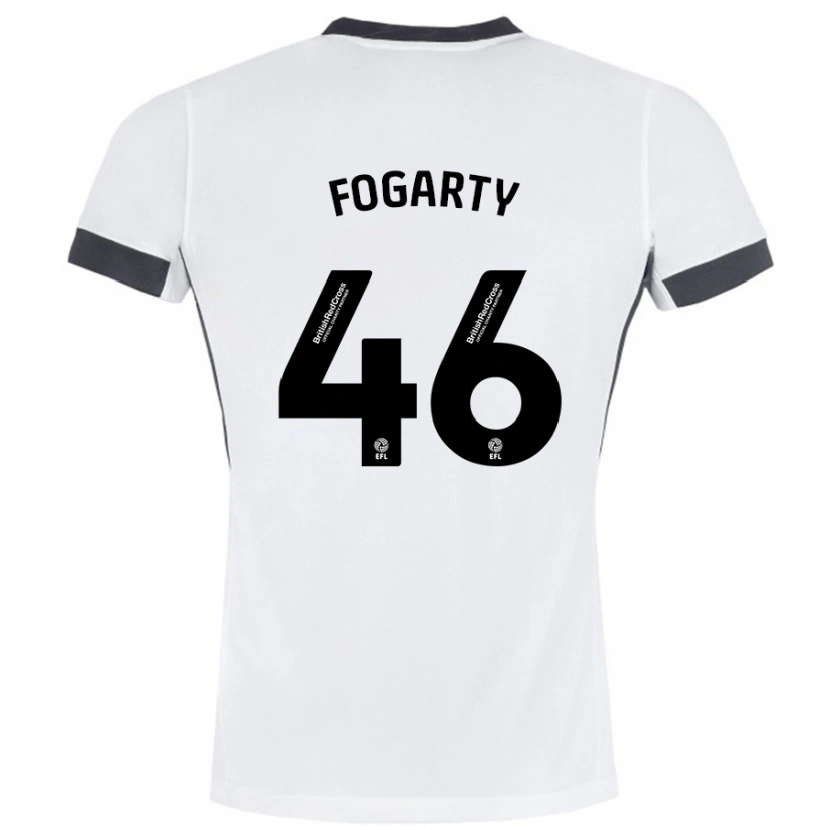 Danxen Kvinnor Tom Fogarty #46 Vit Svart Bortatröja Matchtröjor 2024/25 Tröjor T-Tröja