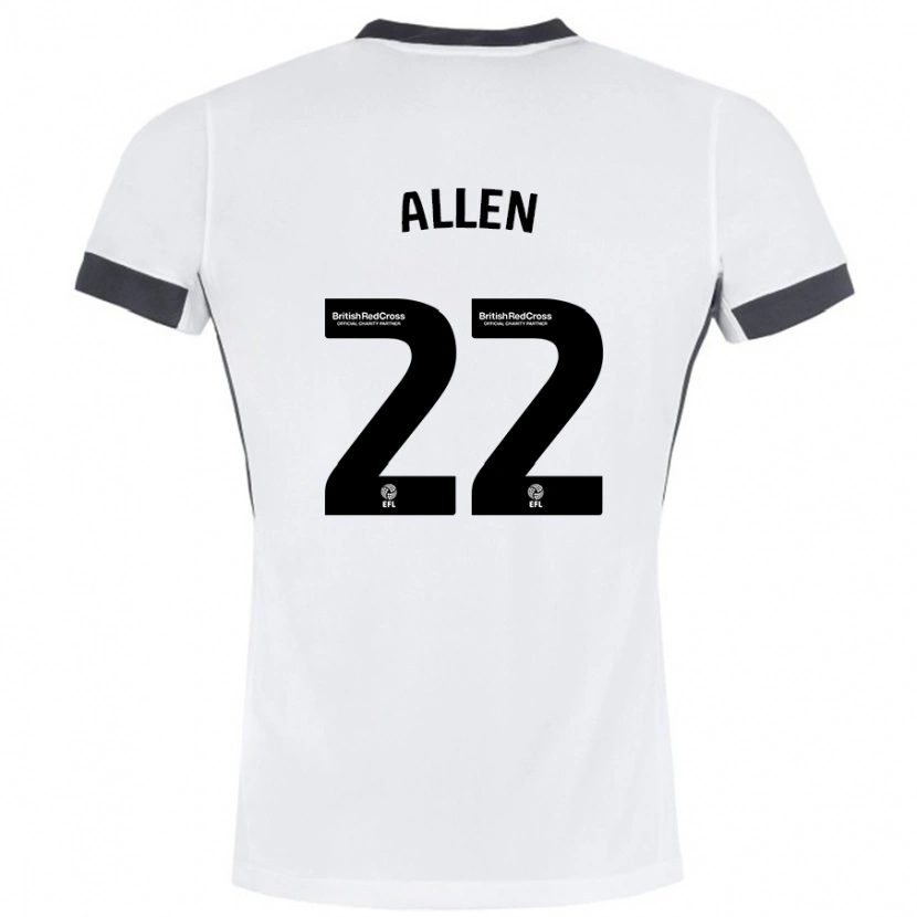 Danxen Kvinnor Remi Allen #22 Vit Svart Bortatröja Matchtröjor 2024/25 Tröjor T-Tröja