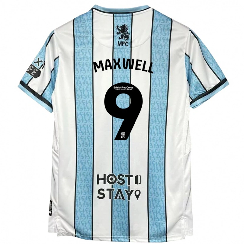 Danxen Kvinnor Armani Maxwell #9 Vit Blå Bortatröja Matchtröjor 2024/25 Tröjor T-Tröja
