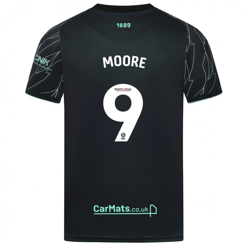 Danxen Kvinnor Kieffer Moore #9 Svart Grön Bortatröja Matchtröjor 2024/25 Tröjor T-Tröja