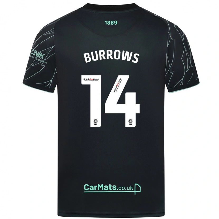 Danxen Kvinnor Harrison Burrows #14 Svart Grön Bortatröja Matchtröjor 2024/25 Tröjor T-Tröja
