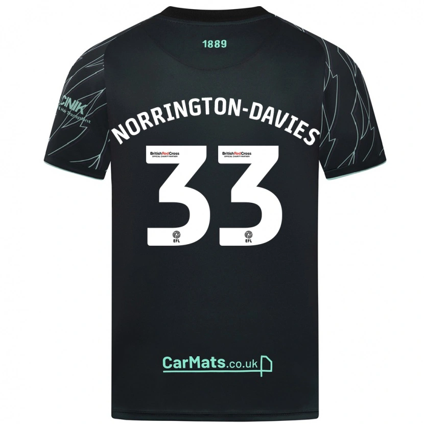 Danxen Kvinnor Rhys Norrington-Davies #33 Svart Grön Bortatröja Matchtröjor 2024/25 Tröjor T-Tröja