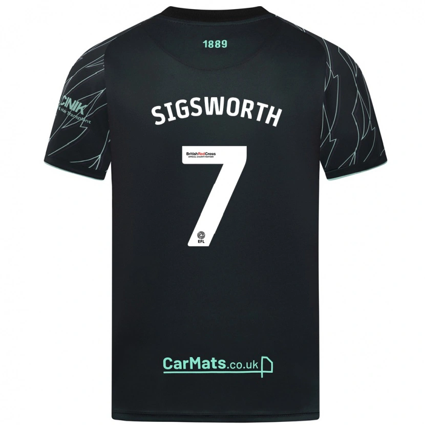 Danxen Kvinnor Jess Sigsworth #7 Svart Grön Bortatröja Matchtröjor 2024/25 Tröjor T-Tröja