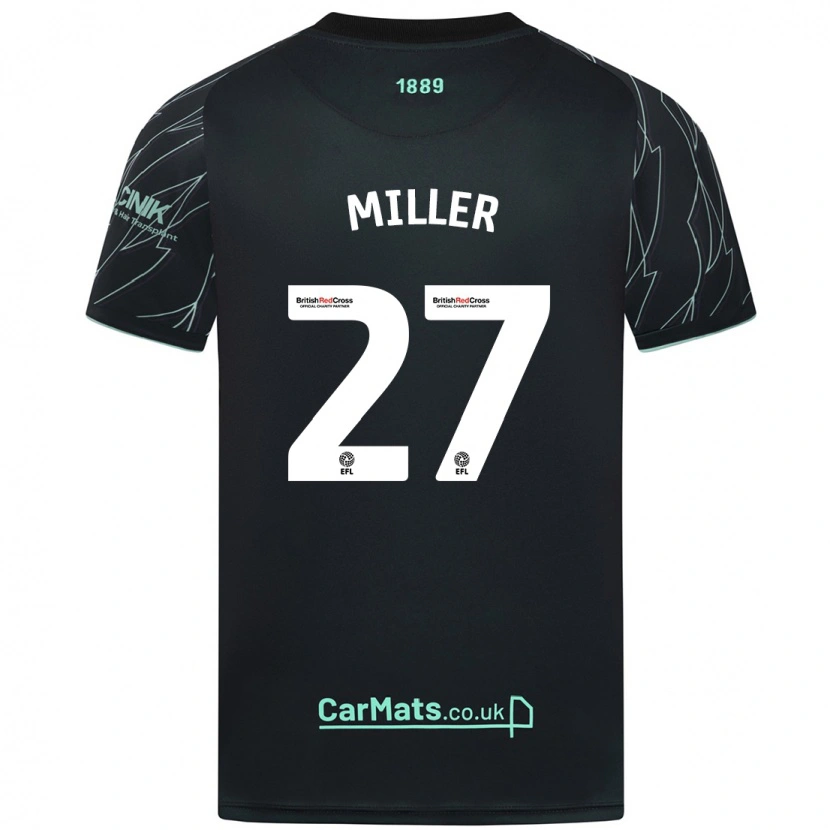 Danxen Kvinnor Lara Miller #27 Svart Grön Bortatröja Matchtröjor 2024/25 Tröjor T-Tröja
