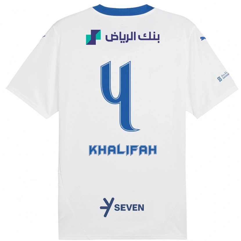 Danxen Kvinnor Khalifah Al-Dawsari #4 Vit Blå Bortatröja Matchtröjor 2024/25 Tröjor T-Tröja