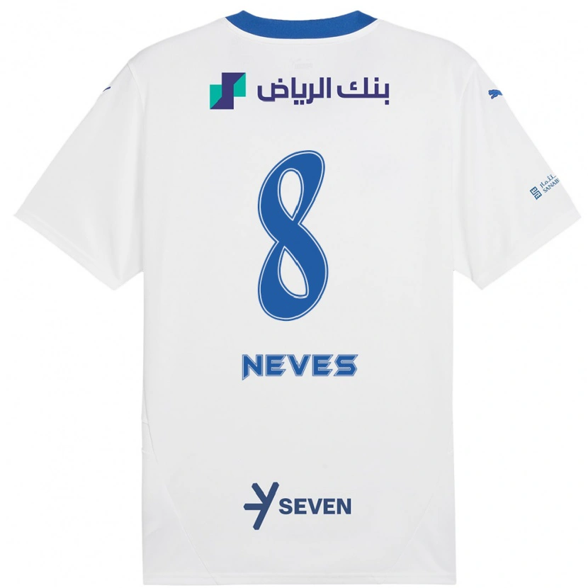 Danxen Kvinnor Rúben Neves #8 Vit Blå Bortatröja Matchtröjor 2024/25 Tröjor T-Tröja