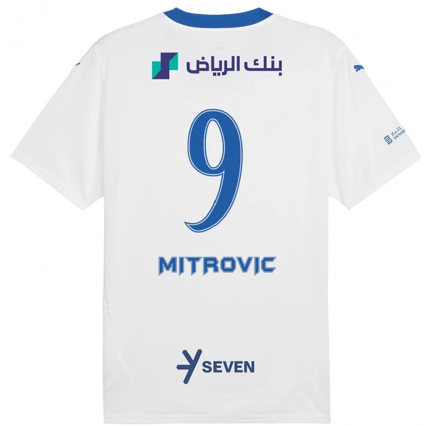 Danxen Kvinnor Aleksandar Mitrović #9 Vit Blå Bortatröja Matchtröjor 2024/25 Tröjor T-Tröja