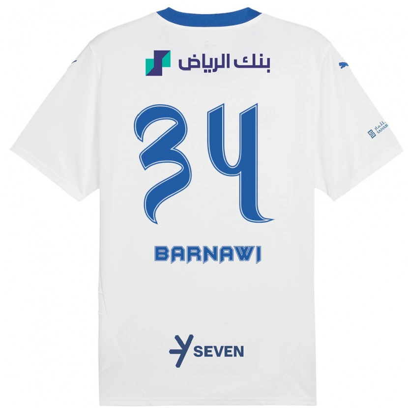 Danxen Kvinnor Saleh Barnawi #34 Vit Blå Bortatröja Matchtröjor 2024/25 Tröjor T-Tröja