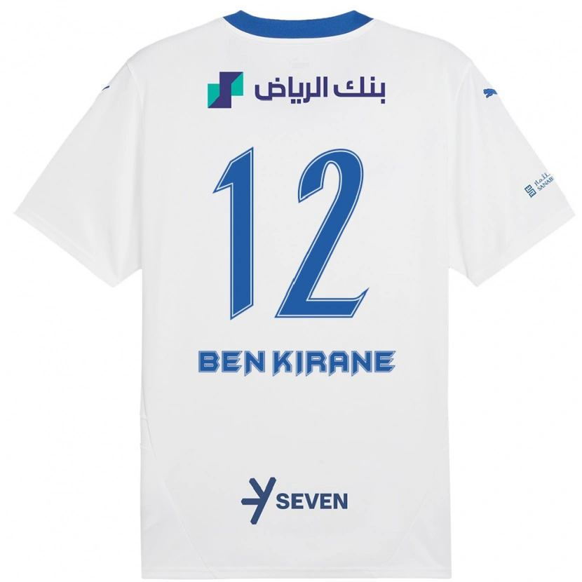 Danxen Kvinnor Mariam Ben Kirane #12 Vit Blå Bortatröja Matchtröjor 2024/25 Tröjor T-Tröja