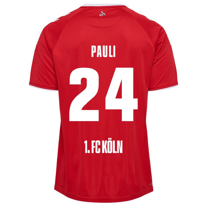 Danxen Kvinnor Julian Pauli #24 Röd Vit Bortatröja Matchtröjor 2024/25 Tröjor T-Tröja
