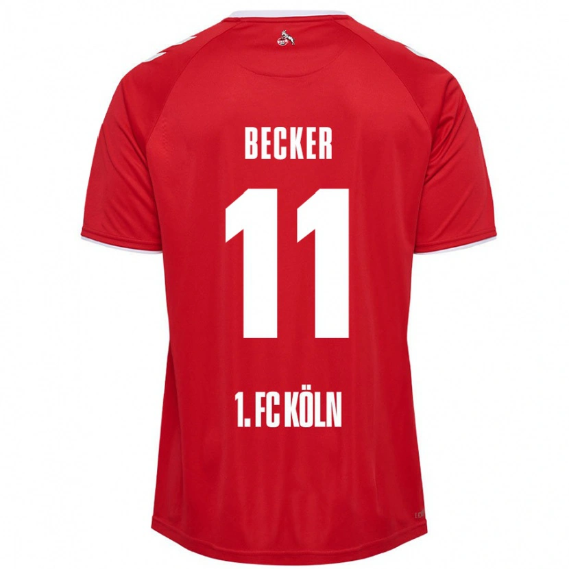 Danxen Kvinnor Marlon Becker #11 Röd Vit Bortatröja Matchtröjor 2024/25 Tröjor T-Tröja